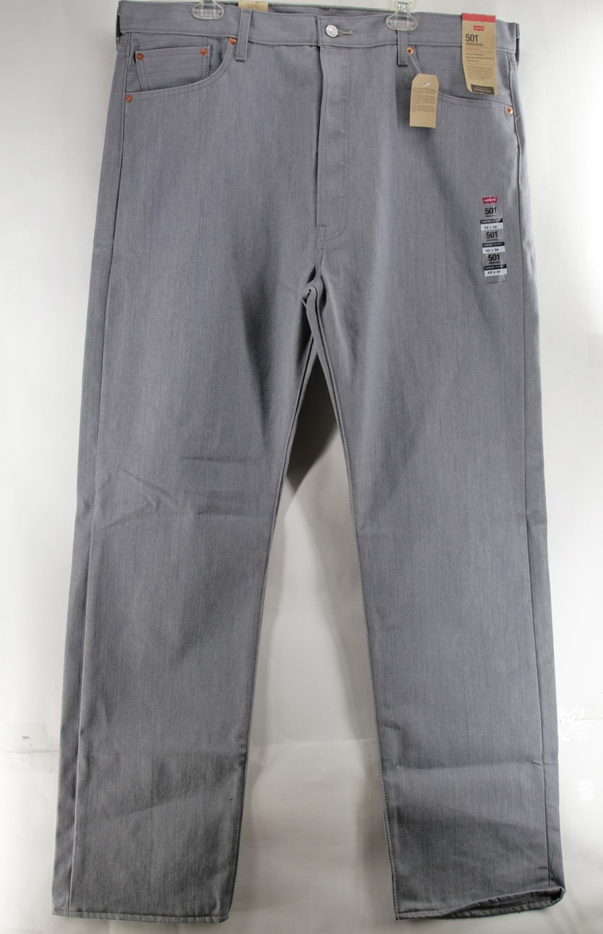 Levi's Men's 42x36 Grey 501 Original Straight Leg Raw Denim Jeans NWT